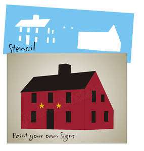 STENCIL Barn Red Saltbox House Primitive Signs Blocks  