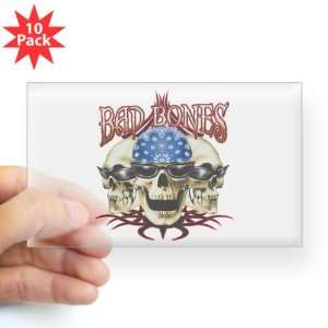  Sticker Clear (Rectangle 10Pk) Bad Bones Skulls 