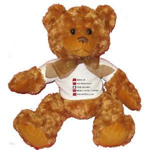  HUG MY PEACOCK CHECKLIST Plush Teddy Bear with WHITE T 