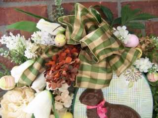   Country French Easter Wreath Faux Chocolate Rabbit Lux REDAPPLESALES