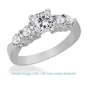  Tapered Common Prong Princess Cut Diamond Ring in 18K 