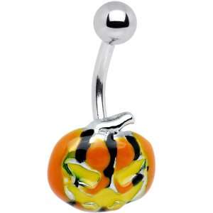  Ghoulish Halloween Pumpkin Belly Ring Jewelry