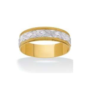  Lux 10K Tutone Gold Mens Weave Style Band Size 9 Lux 