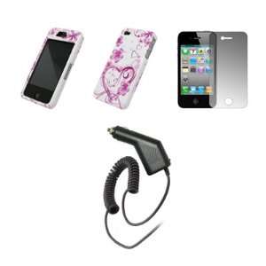  Apple iPhone 4   Premium Pink and White Love Hearts and 