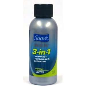 Suave Men 3 in 1 Shampoo + Conditioner + Bodywash, Normal, Travel Size 