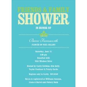  Princess Shower Turquoise & Lime Bridal Shower Invitation 