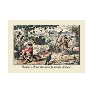   and Remus Discovered by a Gentle Shepherd 24x36 Giclee