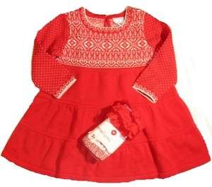 NWT HANNA ANDERSSON TWIRL GIRL SWEATER DRESS & TIGHTS 2T 80 red twins 