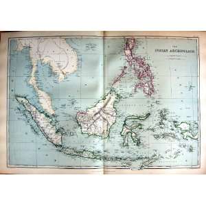    1872 Map Indian Archipelago Molucca Borneo Sumatra