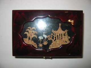 Oriental Chinese Jewelry Jewellery Box Cork Art Asian  
