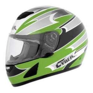  Cyber Helmets US 32C ATAC GREEN_SIL_WHITE LG MOTORCYCLE 