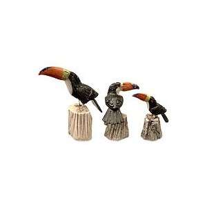    Onyx statuettes, Curious Toucans (set of 3)