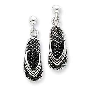  Sterling Silver Antiqued Dangling Sandals Post Earrings Jewelry