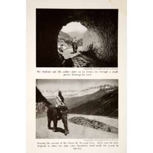  1935 Print Alps Elephant Ride Richard Haliburton Ice Tunnel 