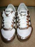 ASICS Walking Shoes Womens HN879 Sz 7 White/Brown $80  
