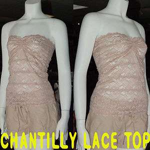 New Cute & Sexy CHANTILLY LACE TUBE TOP,SHIRT Beige M  