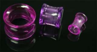 Purple Double Flare Plugs Tube Ear Gauge Body Jewelry Tunnel Ear UV 