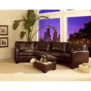  Contemporary Style Jade Brown Leather Media Sectional Sofa