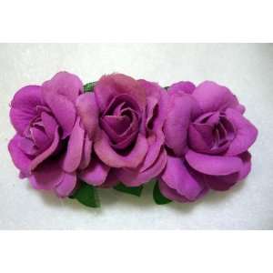  NEW Purple Rose Triple Flower Hair Clip, Limited. Beauty