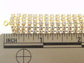 Austrian Crystal 5 Row Gold O/L Adjustable Choker q  
