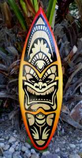   Surfboard Wall Art Solid Wood Beach Red Yellow Tropical Decor  