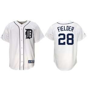  Fielder #28 Detroit Tigers Majestic Replica Home Jersey 