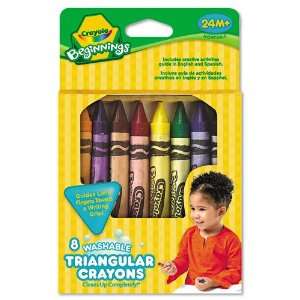   Washable Triangular Crayons, Wax, 8 Per Box