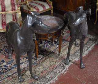 Pair Art Deco Bronze Lifesize Greyhounds Grey Hound Grayhound  