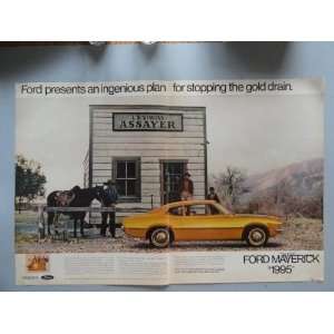 1970 Ford Maverick. 1969 print advertisement centerfold 13 1/2x 21 
