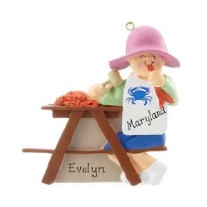  Personalized Eating Crab Female Christmas Ornament