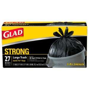   30 Gallon Strong Quick Tie Trash Bags   27 ct