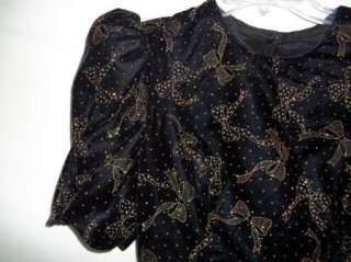 SCOTT MCCLINTOCK Black Gold Bows Evening Gown Dress 6P  