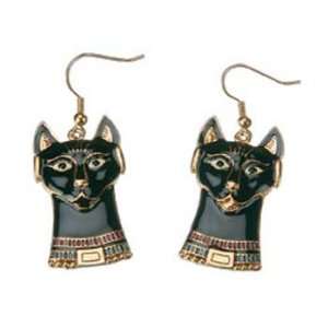  Egyptian Bastet Earrings   Pewter   1.5 Height Jewelry