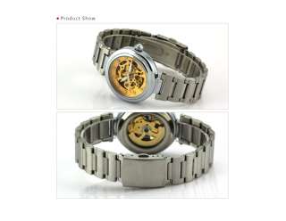 Sport Style Mens Alloy Auto Skeleton Mechanical Military Watch Unisex 