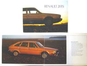 Renault 20 TS 1977 78 Original UK Market Sales Brochure  