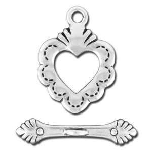  18mm Antique Silver Sacred Heart Pewter Clasp Set by 