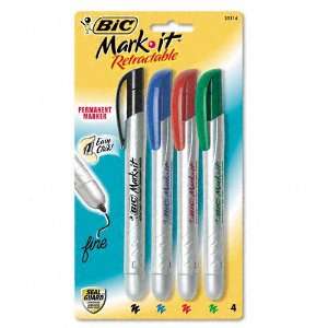  BIC  Mark it Retractable Permanent Markers, Assorted Four 