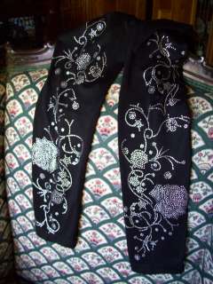   Plus Size Leggings Embellished Rhinestone Silver Roses 8 Colors Avail