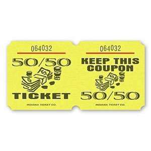  Yellow 50/50 Marquee Raffle Tickets   1000 / Roll Office 