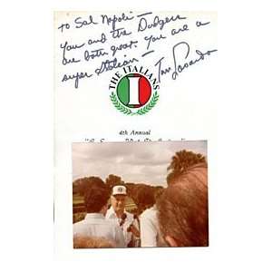  Tom Lasorda Autographed / Signed The Italians Program 