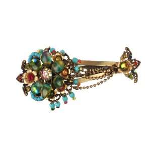  Michal Negrin Hair Clip Ornate with Hand Painted Flowers, Beaded 