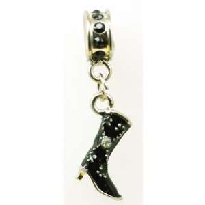  TOC BEADZ Black Crystal Boot 4 x 34mm Dangle Bead Jewelry