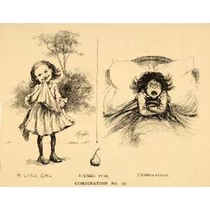 1885 Print Kemble Little Girl Pear Sick Combination 13 