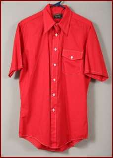 VINTAGE 1970s TOWNCRAFT J C PENNEY RED SHIRT 15 15 1/2  