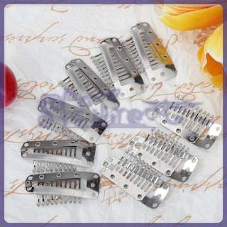 Lot of 20 Toupee Snap Clips for Hair Extension w/ Rubber Back Slivery 