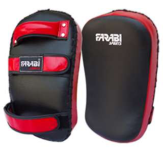 Thai kick boxing punch pad strike shield leather curved focus pad red 
