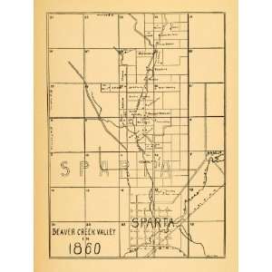 1922 Print Sparta Township Beaver Creek Valley Map 1860 