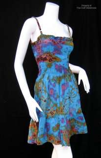 Short Smock Crop Cotton TieDye Pixie Dress   Azure Blue  