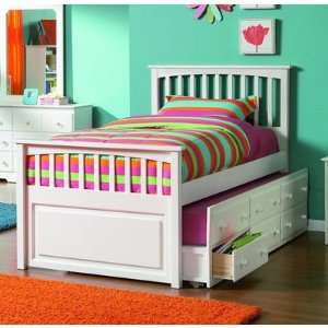   Furniture Mates Bed w/ 3 Drawers Trundle in White
