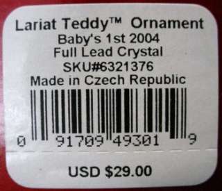 LENOX crystal LARIAT TEDDY Ornament Babys First 2004  